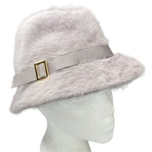 Kangol Design Gray Furry Buckle Bucket Hat Mohair Fedora Made in England classic